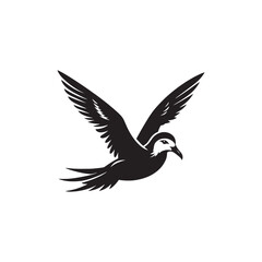 Gliding Petrel Silhouette Vector Art – Graceful Seabird Design with Outstretched Wings, Minimalist Black Outline Ideal for Ocean Wildlife Themes, Nautical Graphics, Logos, and Decor
