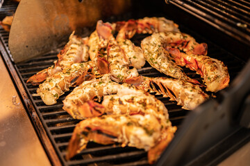 Grilled Lobster Tails on BBQ – Healthy Seafood Grill Concept
