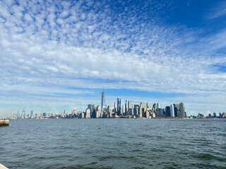 Lower Manhattan, the world's largest financial district, seen from Ellis Island, and Manhattan's...