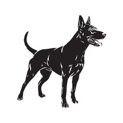 Hunting dog black simple icon silhouette Vector illustration on white background