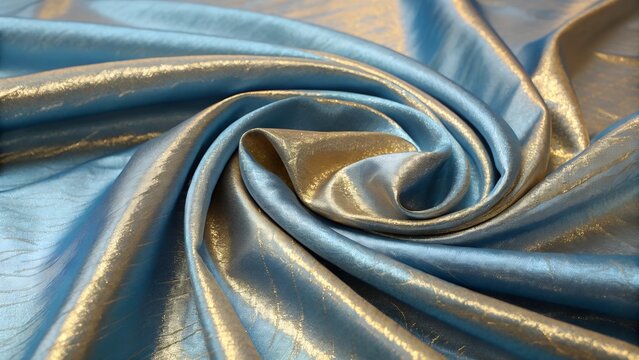 blue and gold metallic satin fabric texture