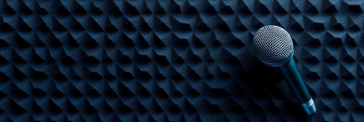 Dark Blue Acoustic Microphone On Textured Surface