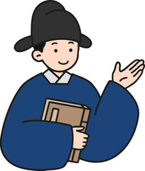 Vector image of men dressed in traditional Korean clothes