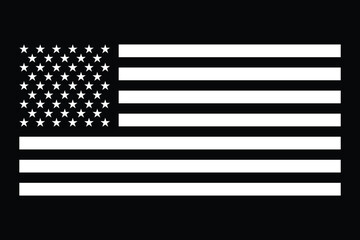 Simple black and white American flag graphic.