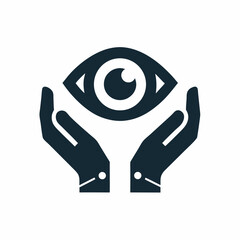 Obraz premium Eye Care Protection Vector Logo Vision Security Minimal Icon Design.