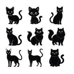 Cute Black Cat Silhouettes for Design Inspiration