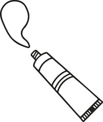 컬러링을 위한 물감과 물감 튜브 라인드로잉