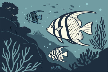 Shadowed Sea Life: Vector Fish Collection