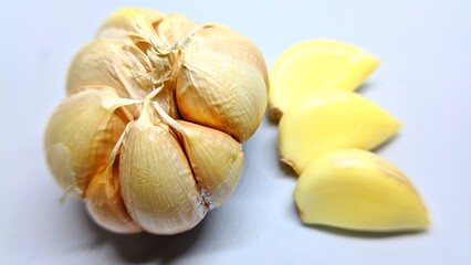 garlic on a white background