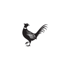 Graceful Pheasant Silhouette Vector Art – Elegant Game Bird Design with Long Tail Feathers, Minimalist Black Outline Perfect for Nature Prints, Hunting Logos, and Rustic Decor

