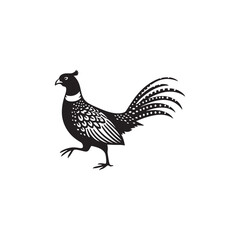 Graceful Pheasant Silhouette Vector Art – Elegant Game Bird Design with Long Tail Feathers, Minimalist Black Outline Perfect for Nature Prints, Hunting Logos, and Rustic Decor

