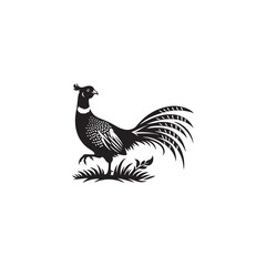 Graceful Pheasant Silhouette Vector Art – Elegant Game Bird Design with Long Tail Feathers, Minimalist Black Outline Perfect for Nature Prints, Hunting Logos, and Rustic Decor

