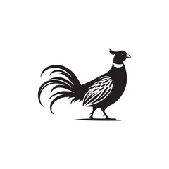 Graceful Pheasant Silhouette Vector Art – Elegant Game Bird Design with Long Tail Feathers, Minimalist Black Outline Perfect for Nature Prints, Hunting Logos, and Rustic Decor

