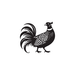 Graceful Pheasant Silhouette Vector Art – Elegant Game Bird Design with Long Tail Feathers, Minimalist Black Outline Perfect for Nature Prints, Hunting Logos, and Rustic Decor

