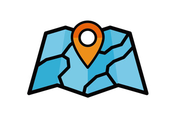 Map with Location Pin Icon for Travel and Navigation Design
