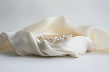 Jewelry piece peeking out from a luxuriously wrapped box.