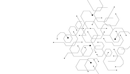 Fototapeta premium Technology black hexagon diagram concept. High-tech hexagon geometric connection system.Vector abstract technology on a white background.