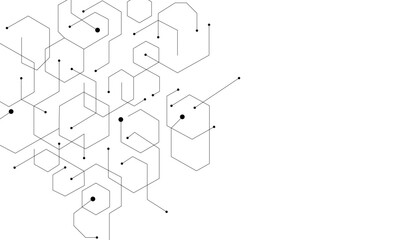 Technology black hexagon diagram concept. High-tech hexagon geometric connection system.Vector abstract technology on a white background.
