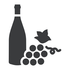 Wine Bottle and Grapes Icon