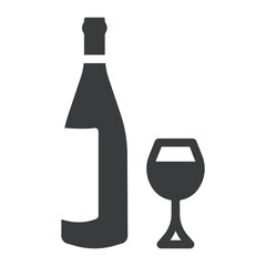 Wine Bottle and Glass Icon
