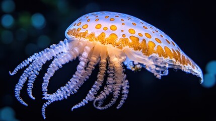 Close-up view of a spotted jellyfish.