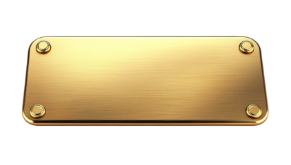 Gold metal plate, rectangular, polished