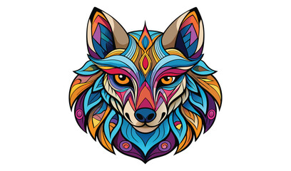 Obraz premium Colorful ornate wolf head illustration