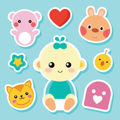 Cute Baby Stickers Set