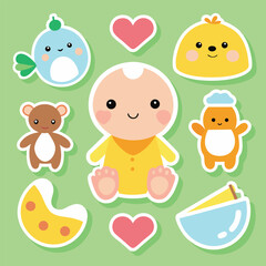 Cute Baby Stickers Set