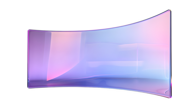 Abstract Curved Glass Panel Design with Pastel Purple and Blue Gradient Hues ideal for modern website banners and tech presentations.