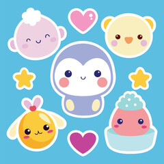 Obraz premium Cute Baby Stickers Set