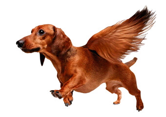 Red dachshund dog isolated on a transparent or white background