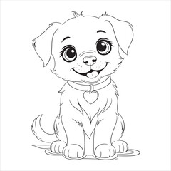 Cute Puppy Coloring Page for Kids
