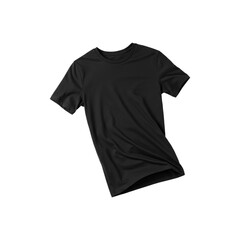 Black plain short sleeve t-shirt floating on transparent background, for mockup and design presentation