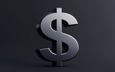 Metallic Dollar Sign 3D Render