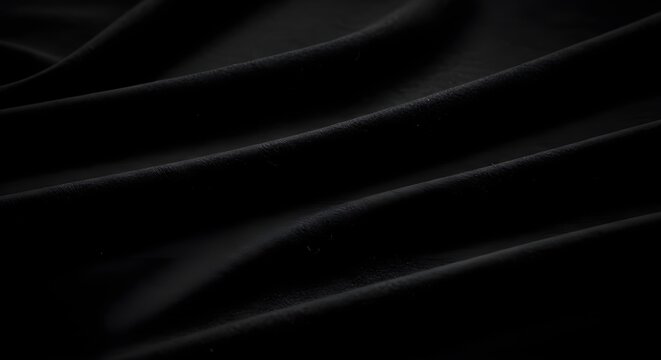 Elegant Black Silk Fabric Background | Dark Smooth Textile for Fashion, Design, and Luxury Brand Marketing