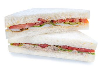 Sandwich with fresh vegetables and creamy salad dressing  isolete on white background with clipping path .