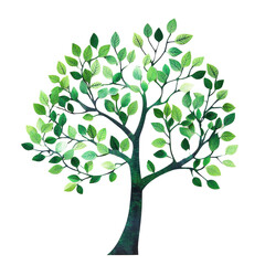 Fototapeta premium Beautifully crafted decorative tree with green leaves on a Transparent background, Tree on White background, real close up decorate tree in brown pod isolate die cut file