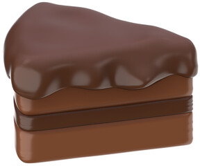 Piece of chocolate cake 3D dessert illustration