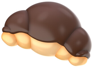 Chocolate croissant 3D dessert illustration