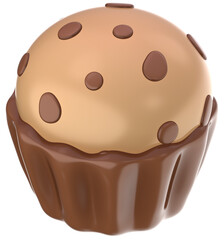 Chocolate chip cupcake 3D dessert illustration