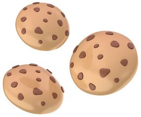 Chocolate chip cookies 3D dessert illustration
