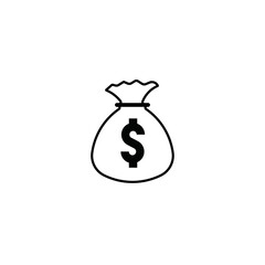 Money bag icon set on transparent background. Symbol of money