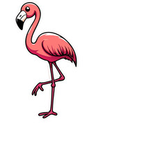 Fototapeta premium Cartoon illustration of a vibrant pink flamingo against a stark black background design
