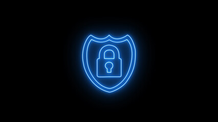 Glowing neon Padlock icon,and Neon cyber Lock Icon Isolated. Safety, password security. Firewall access privacy sign.