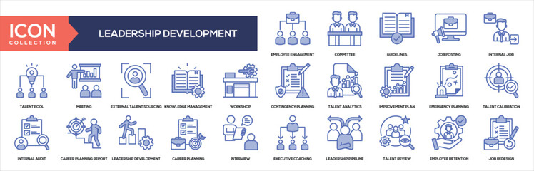 Leadership Development Blue Icon Collection