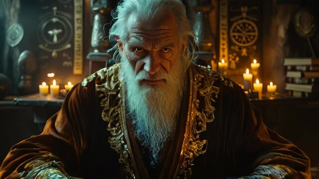 video of Foretelling the future using tarot cards, conducted by a seasoned and wise elderly individual