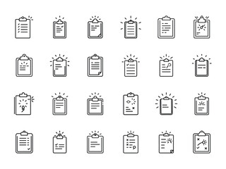 Glowing Outline Clipboard with Paper Task Sheet – Illuminated Task Organizer Icon for To-Do Lists, Productivity Apps and Office Management UI Designs