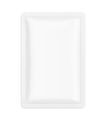 Four side seal sachet bag mockup. Flat lay view. Vector illustration isolated on white background. Can be use for template your design, presentation, promo, ad. EPS10.