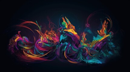 Abstract design with vibrant colors and flowing shapes.